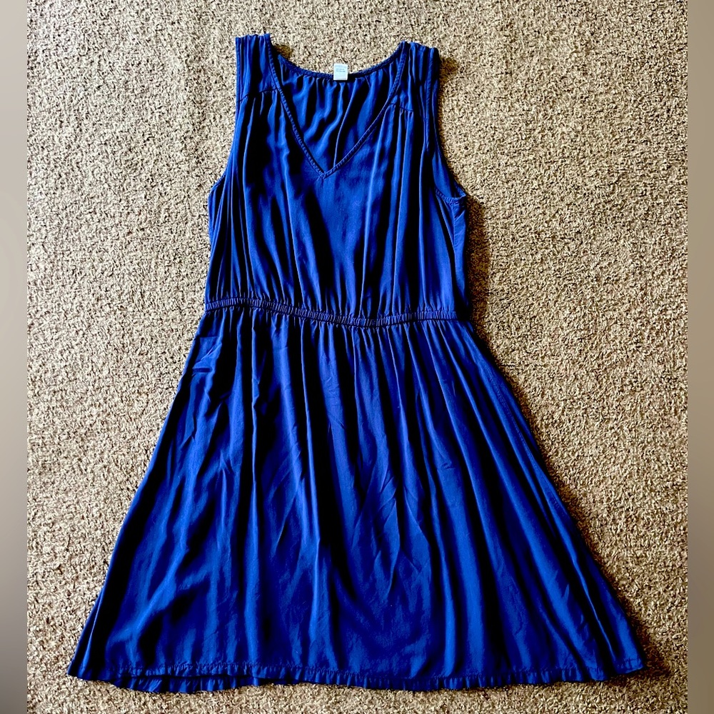 Blue tank top dress with elastic waste
